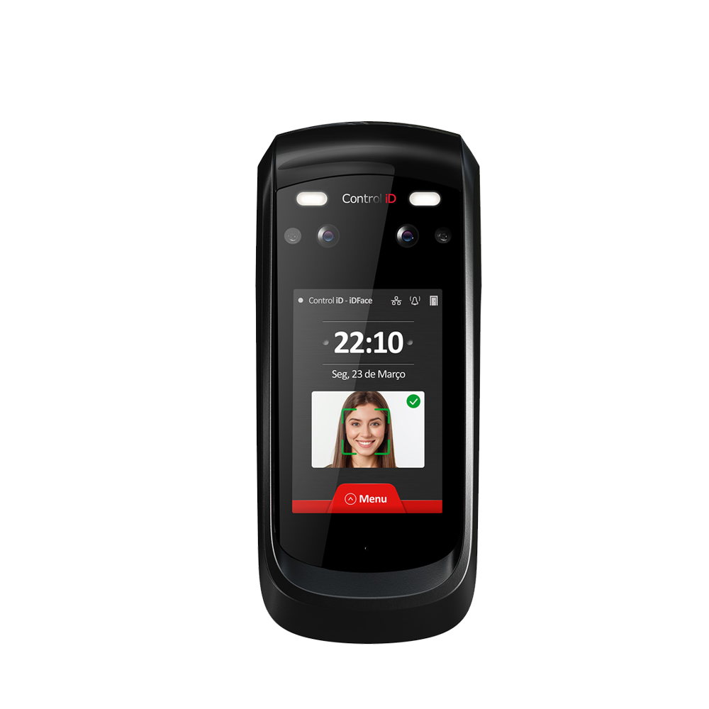 Terminal de reconhecimento facial ControlID totalmente integrado ao SiriusCV — envio de faces e níveis de acesso direto pelo sistema.